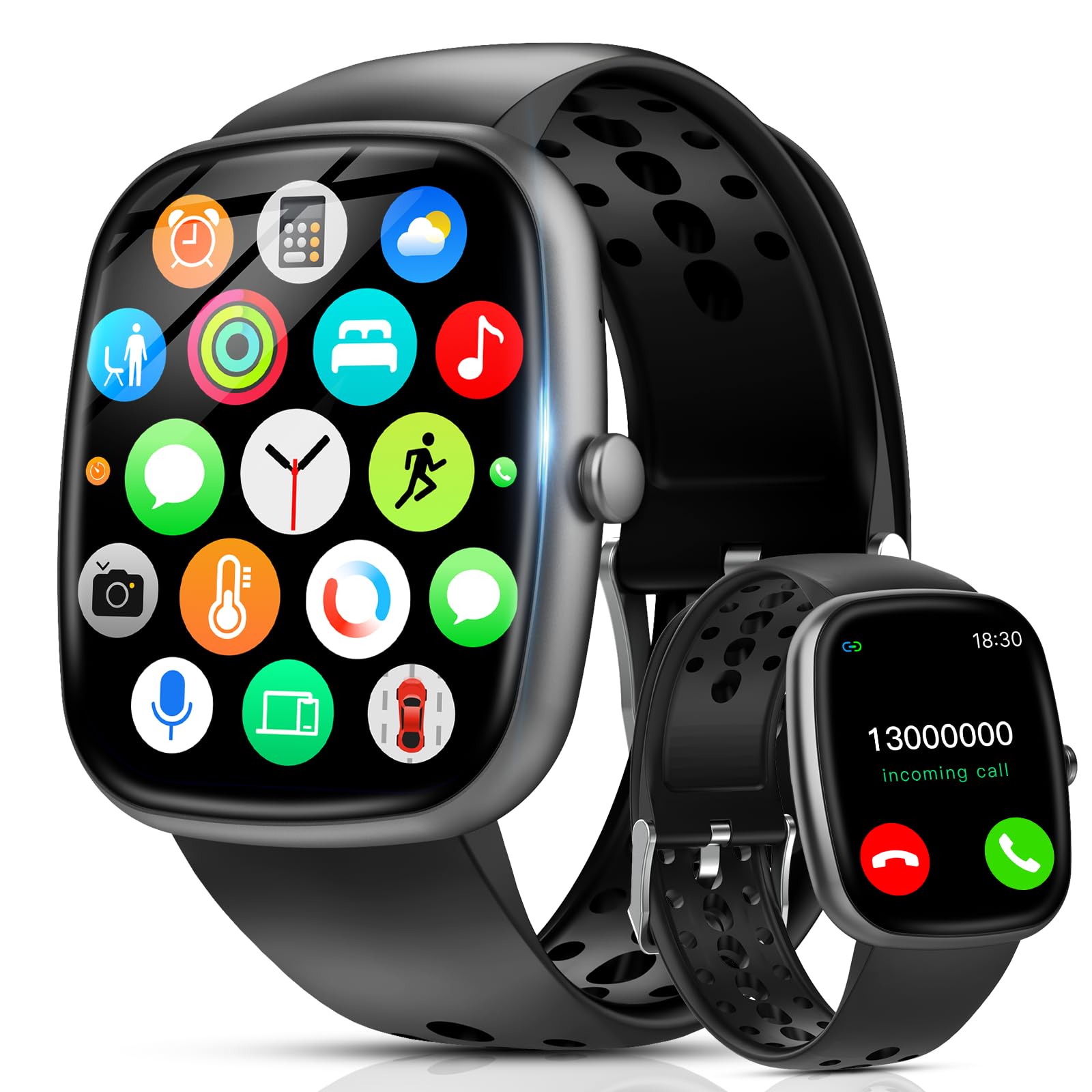 Smart Watch (2025 Improved Performance Model), Compatible with iPhones, Android Compatible, Bluetooth 5.4, Call Function, Large 1.85-inch Screen, Activity Meter, SMS/Twitter/Line Notifications