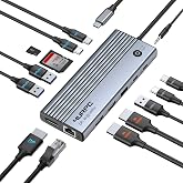 Laptop Docking Station 3 Monitor 4K, 14-in-1 USB C Docking Station | 4K@144Hz DP, 6USB Port, 100W PD Charging, Ethernet, Switch Button, SD/microSD Audio, USB C Hub for Windows (No Power Adapter)
