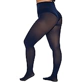 CozyWow Plus Size Tights for Women 80D Soft Solid Color Semi Opaque Pantyhose High Waist 1X 2X 3X 4X