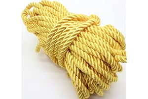 PAMIR TONG U Pick 10yds 5mm Decorative Twisted Satin Polyester Twine Cord Rope String Thread Shiny Cord Choker Thread (07:Yellow)