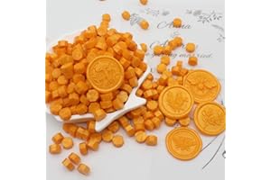 Andotopee 360pcs Bright Orange Wax Seal Beads, Premium Sealing Wax Pellets for Stamp Seals, Wedding Invitation, Letter Envelope, Thanks Card & Scrapbook DIY Crafts