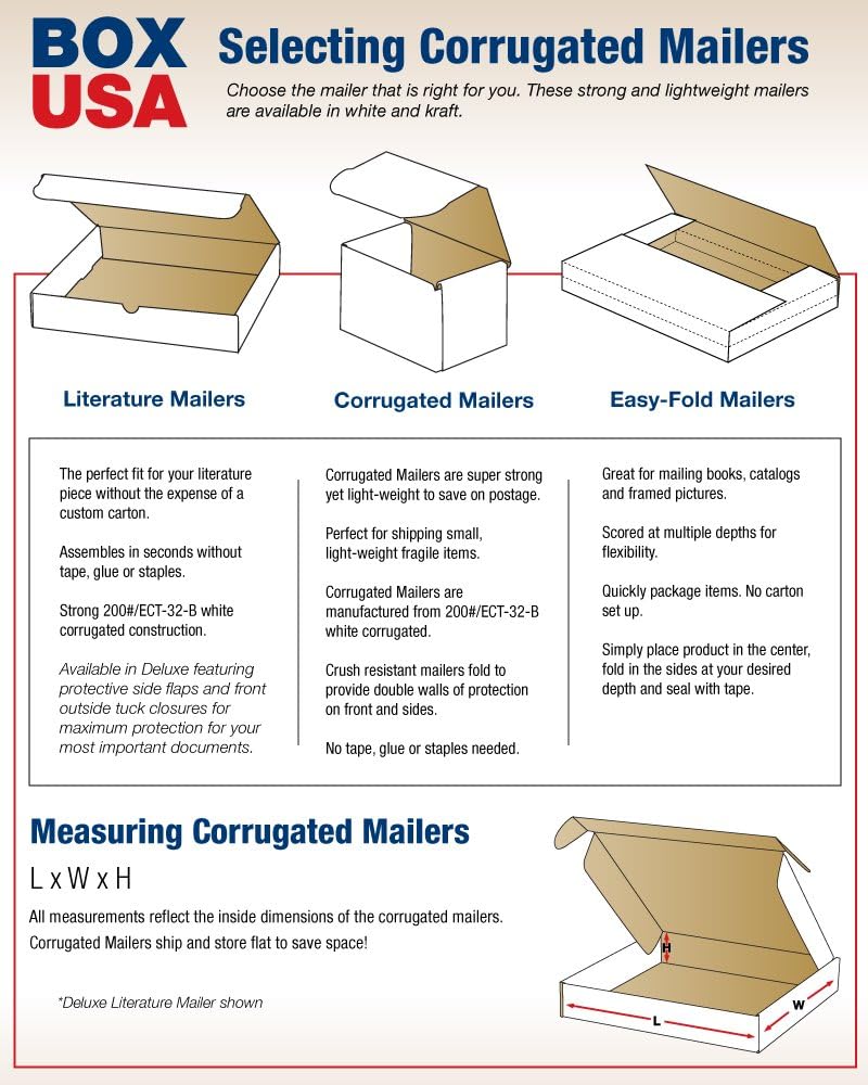 BOX USA BML982 Literature Mailers, 9" x 8" x 2", White (Pack of 50): Industrial & Scientific