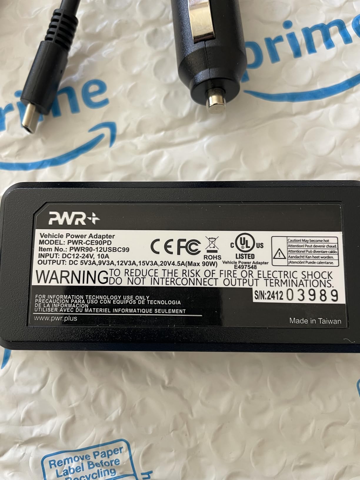 USB-C Laptop CAR Charger Power Adapter: for Dell Latitude Precision XPS Lenovo Yoga Thinkpad MacBook Pro Air LG Gram Razer Blade Stealth Chromebook Pixel Acer Asus Steam Deck DJI Mavic UL Listed PD3