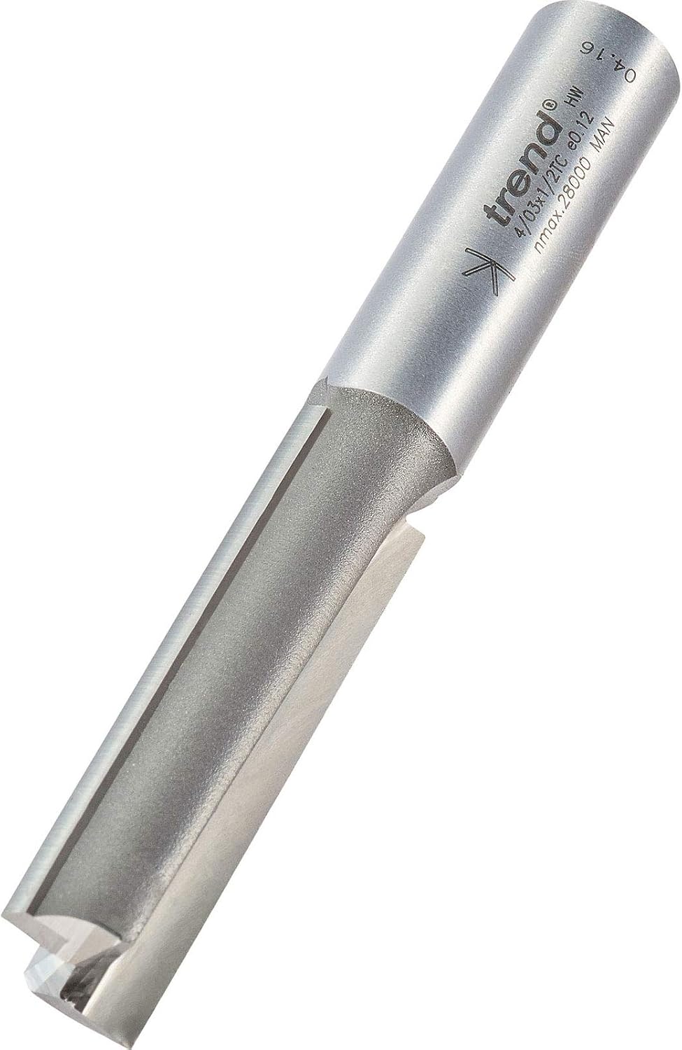 Trend Professional Two Flute Router Cutter, 1/2 Inch Shank, 14mm Cut Diameter & 50mm Cut Length, Tungsten Carbide Tipped, 4/03X1/2TC