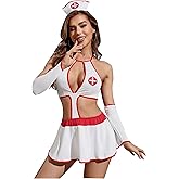 TIPINOICE Women's Sexy Nurse Lingerie Halloween Cosplay Lingerie Naughty Nightingale Nurse Costume Babydoll