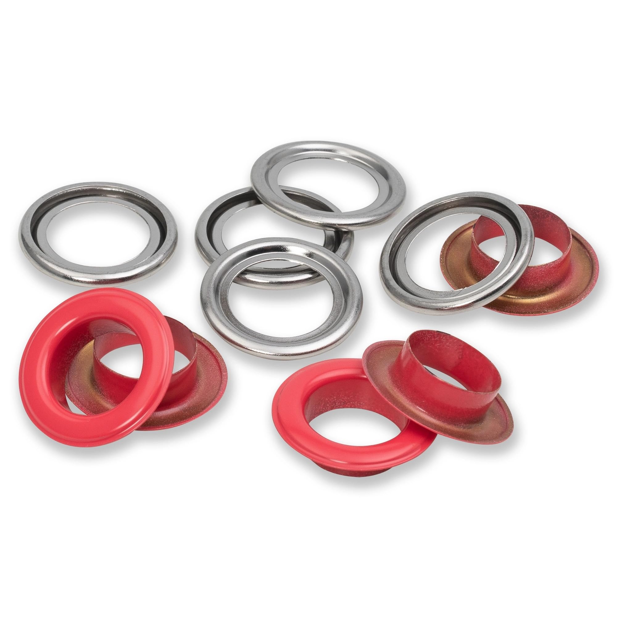 Prym 542542 Eyelets with washers, 11 mm, red/Silver, can be Used with The Vario Creative Tool, Ø 14 mm