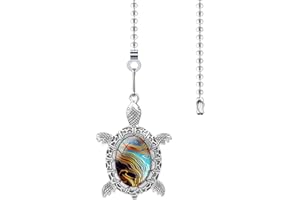 Hyamass Ceiling Fan Light & Fan Pull Chain Extender - 12" Sea Turtle Design with Ball Connector, Universal Light and Fan Pull Chain Set for Easy Decoration (Silver)