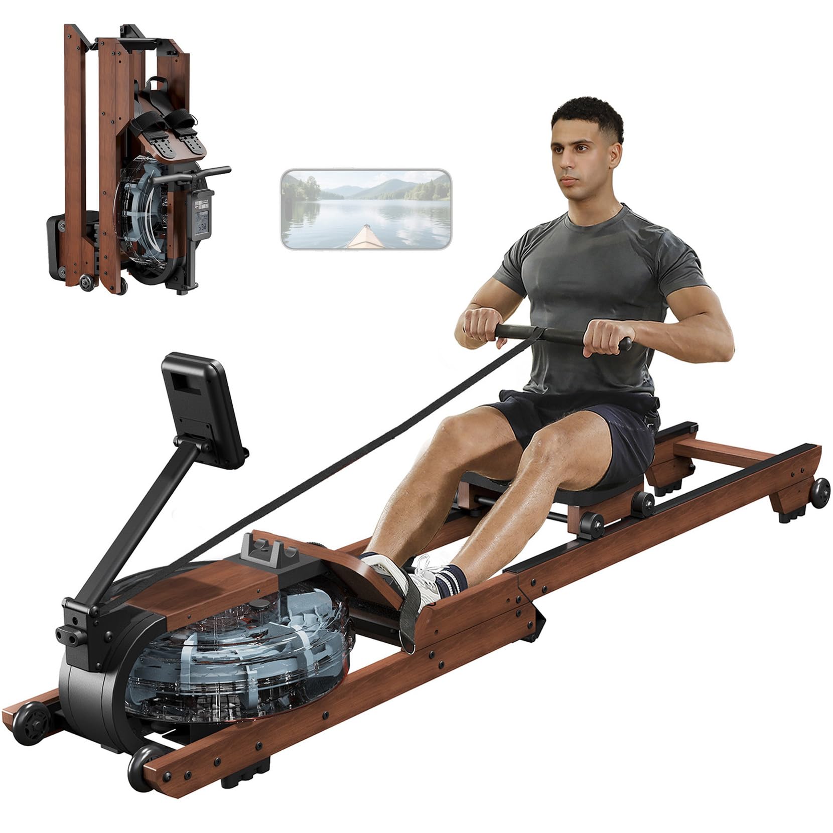 Photo 1 of Dripex Water Rowing Machines for Home Use, Foldable Row Machine with 400LBS Weight Capacity, Rower Machine with Dedicated LCD Monitor, Comfortable Seat, Bluetooth App Compatible for Home Gym Exercise
