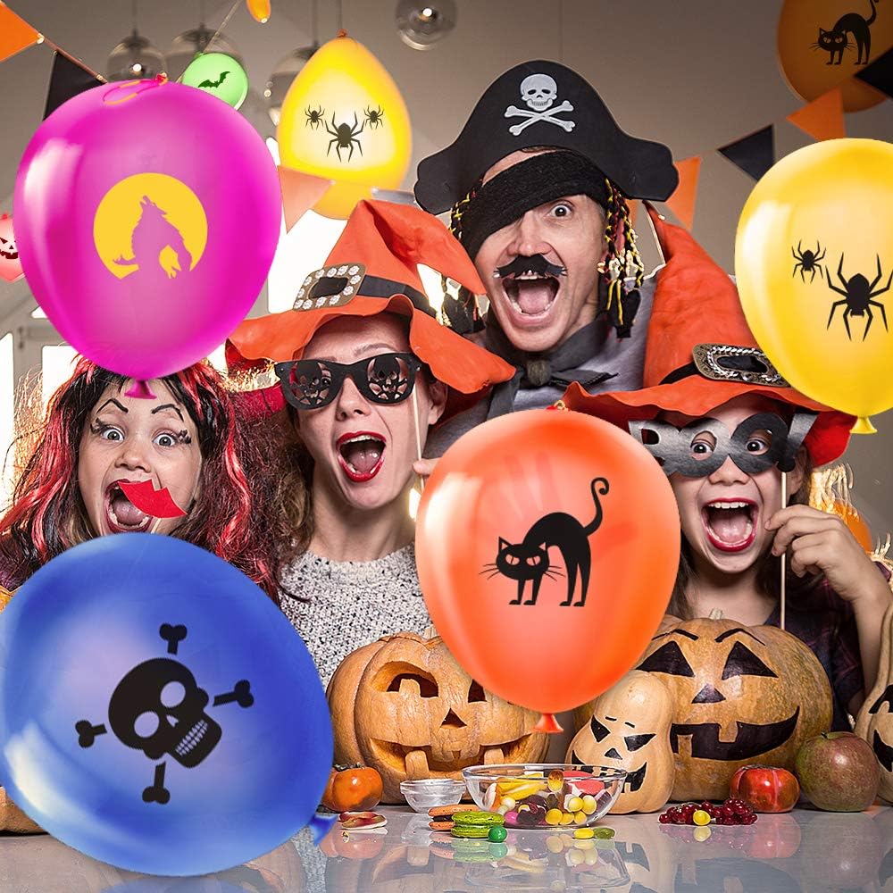 Halloween Decoration Balloons, 36PCS 6 Themes Halloween Balloons Punching Balloon for Halloween Birthday Party Classroom Decoration, Colorful Latex Punch Baloons Kids Game Toy Party Favor Supplies: Toys & Games