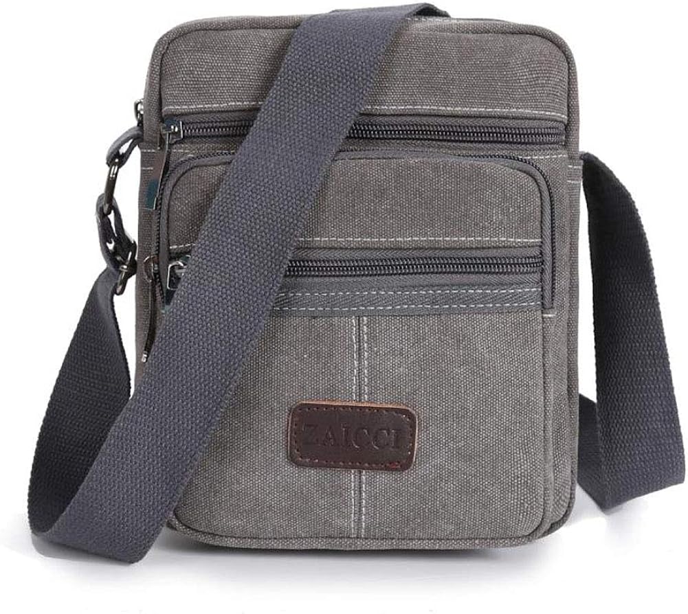 Borse A Tracolla Grandi ZAICCI Borsa Uomo Tracolla In Tela, Borsello Vintage A Spalla Con Multe Tasche A Zip Verde Militare 108921896 Borsa A Tracolla In Tela