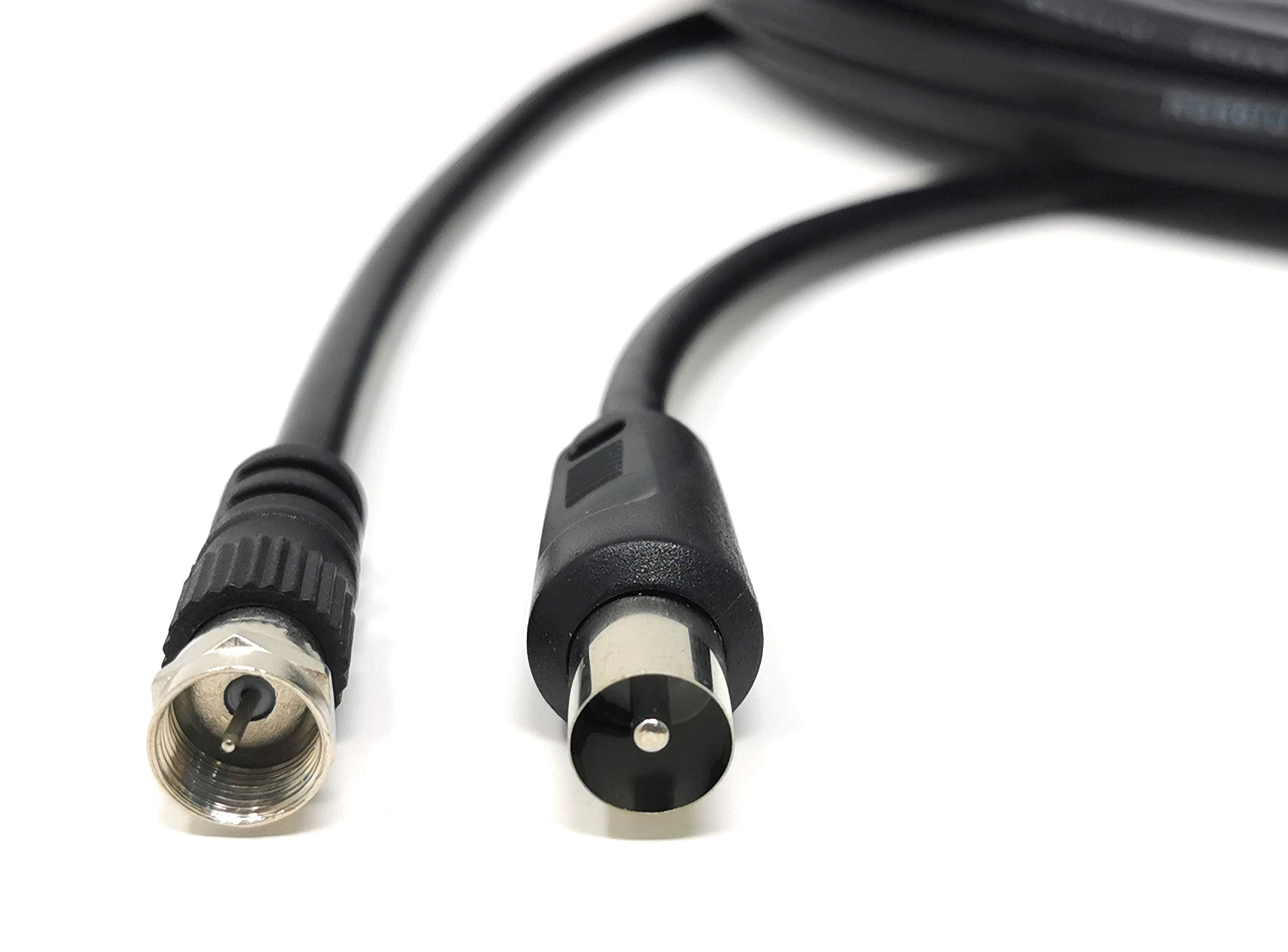 MainCore 20m Black F Type Connector Male to RF Male Plug 75Ohms Coaxial Cable Lead/TV Aerial Antenna cord (20m)