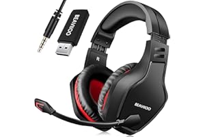BEAVIIOO 2.4G Wireless Gaming Headset with Mic for PC PS4 PS5 Playstation 4 5, Wireless Bluetooth USB Gaming Headset with Mic