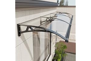 KUZRZNH Awning for Door Entrance, Window Awnings Exterior with Aluminum Bracket, UV, Rain & Snow Protection, Durable Polycarbonate Canopy for Entrance, Balcony, Garage, Transparent 60x160cm/24x63in