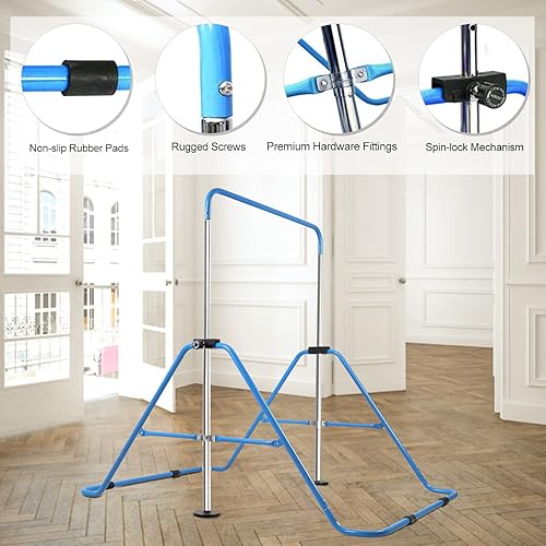YEEGO DIRECT Gymnastics Bar with Rings, Folding Gymnastics Bar for