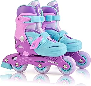 Locavun Inliner Kinder 4 Größen Verstellbare Inline Skates für Mädchen Größe 26-29 29-34 30-35 Inlineskates mit 82A PU Rollen Rollerskates