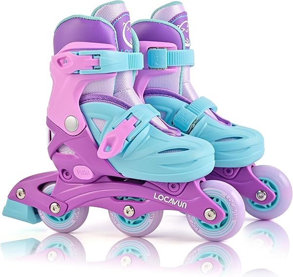 Locavun Inliner Kinder 4 Größen Verstellbare Inline Skates für Mädchen Größe 26-29 29-34 30-35 Inlineskates mit 82A PU Rollen Rollerskates