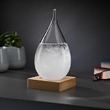 InGenious Teardrop Storm Glass Weather Forecast Barometer on Wooden Stand view 5