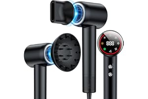 SNUGLUV Hair Dryer,160000 RPM Brushless Motor Blow Dryer, 200 Million Negative Ionic, Low Noise Thermo-Control Professional Hair Dryer with Diffuser and Nozzle,Portable Hair Blow Dryer for Home Travel