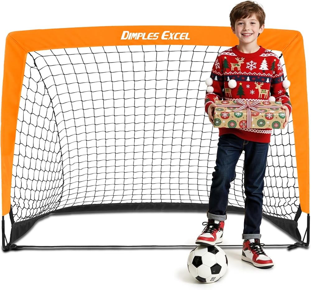 Dimples Excel Pop-Up Football Goal 4x3FT Orange Portable & Foldable