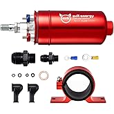 EVIL ENERGY External Inline Fuel Pump Electric 300LPH High Flow 12V with 60 mm Bracket Clamp Red