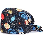 Kousenpu Adjustable Working Caps with Sweatband, Cute Printed Scrub Cap for Women/Men