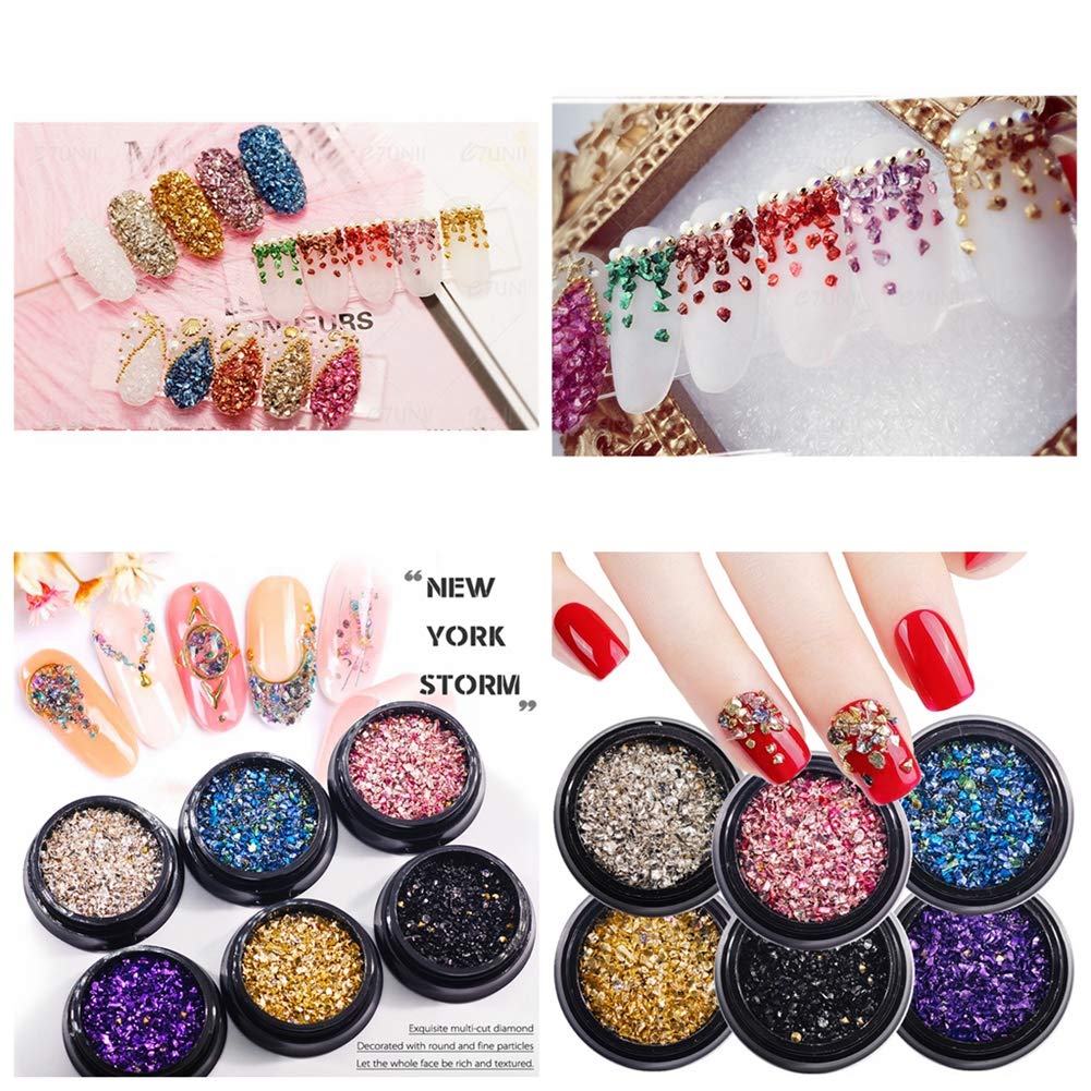 Crushed Glass Irregular Metallic Chips Sprinkles Chunky Glitter Multicolor 100g 2-4mm for Nail Arts Craft DIY Vase Filler Epoxy Resin Mold Scrapbooking Jewelry Making Decoration (Multicolor, 2-4mm)