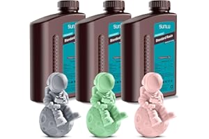SUNLU 3D Printer Resin Bundle, Fast Curing 3D Resin for LCD DLP SLA 3D Printers, 395-405nm UV Curing Photopolymer 3D Printing Resin, 3kg in Total, 1kg per Bottle, 3 Packs, Grey+Mint Green+Sakura Pink