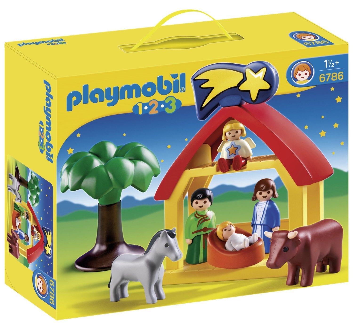 Playmobil 1.2.3 Playset Manger, Animals, Mary, Joseph, Angel Gabriel, Jesus, Suitable for Ages 4+
