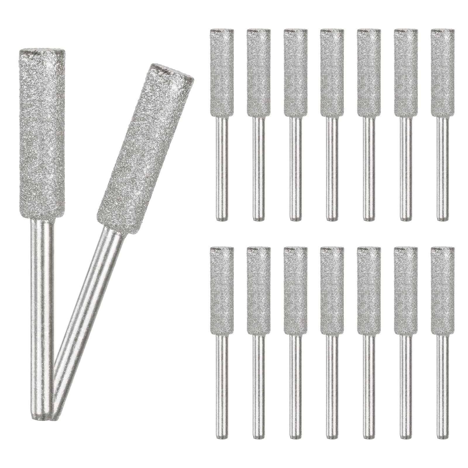 M METERXITY 16-Pack 7/32 Inch Titanium Plated Diamond Chainsaw Sharpener, High Hardness Grinding Stone Chainsaw Sharpening Kit for Electric Chainsaw Sharpener/Stone Carvings [3mm Silver]