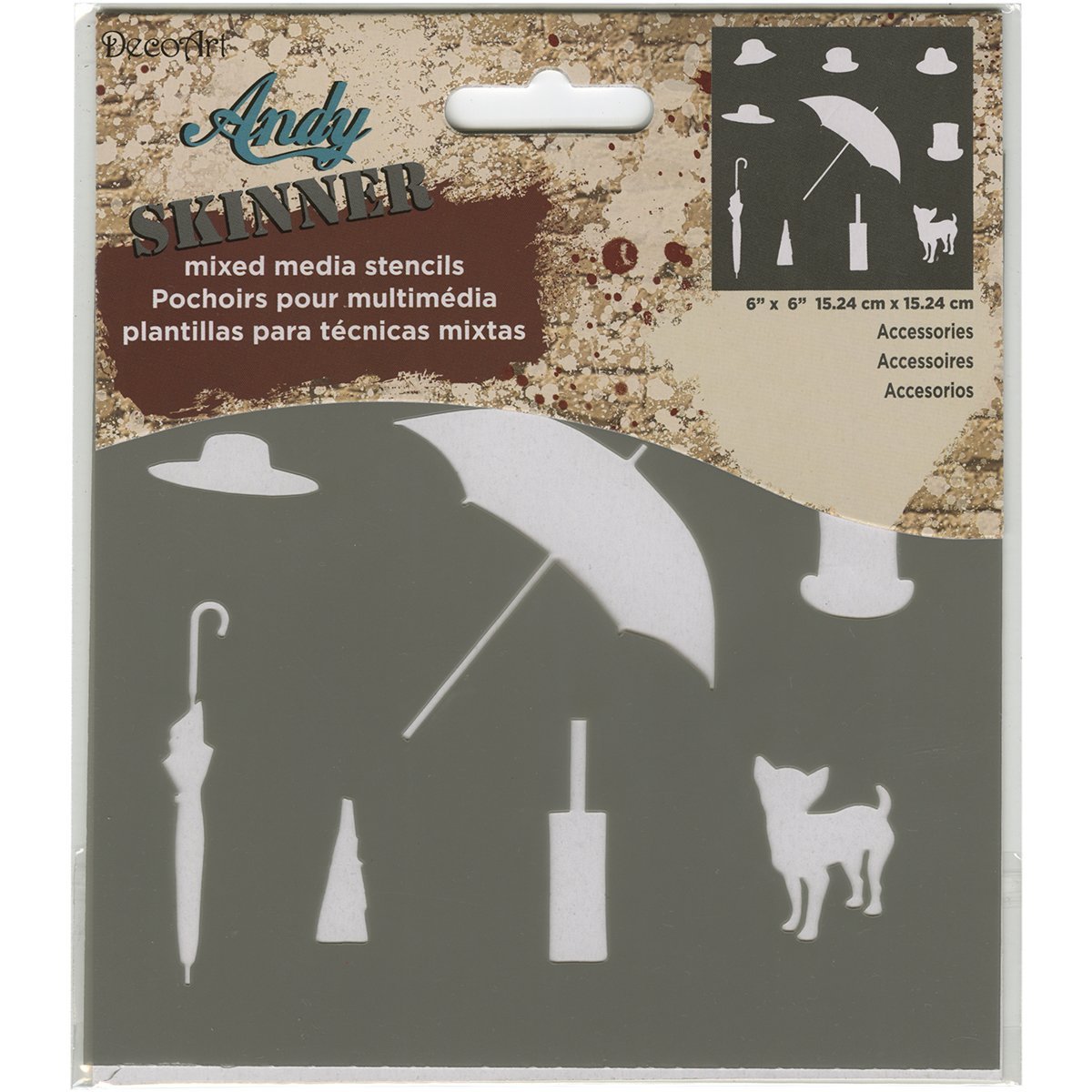 Andy Skinner Mixed Media Accessories 6x6 Stencil, Grey, 16 x 16 x 0.3 cm