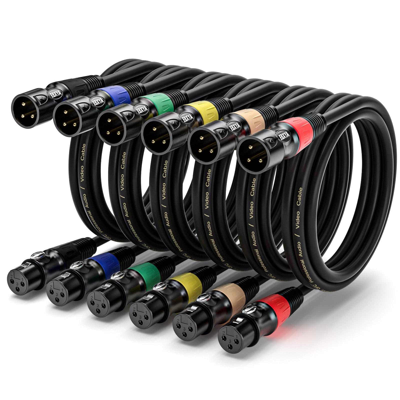 EBXYA XLR Cable 10 ft 6-Packs - Standard XLR Male