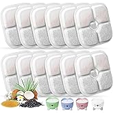 Cat Water Fountain Replacement Filters Fit for 2.5L Fountain with Whiskers Pattern Triple Action Water Pet Cat Drinking Fountain Filter Pack of 12