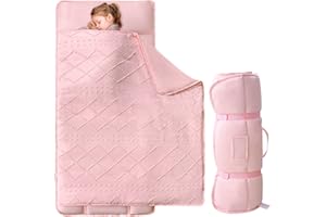 VIVILINEN Tufted Toddler Nap Mats for Preschool Daycare Girls Jacquard Tufts Kids Sleeping Mats Toddler Slumber Bag Nap Pad with Removable Pillow for Girls Boys Kindergarten Sleepovers Travel and Camping