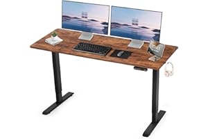 Lynxor 60 x 24 Inches Electric Standing Desk, Adjustable Height Stand Up Desk, Home Standing Workstation Computer Office Desk with 4 Memory Preset Controller, Rustic Brown