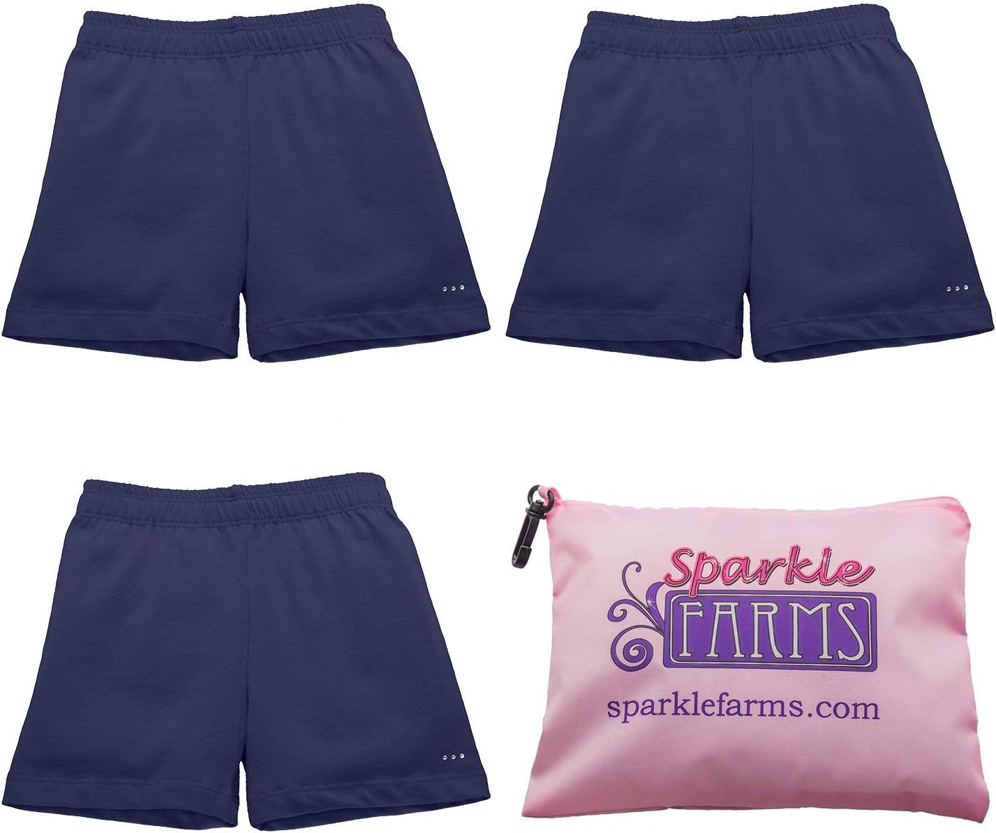 Sparkle Farms Girls Under Dress Shorts for Dance, Bike, School Uniforms, Active Playground Cartwheels, 3-Pack