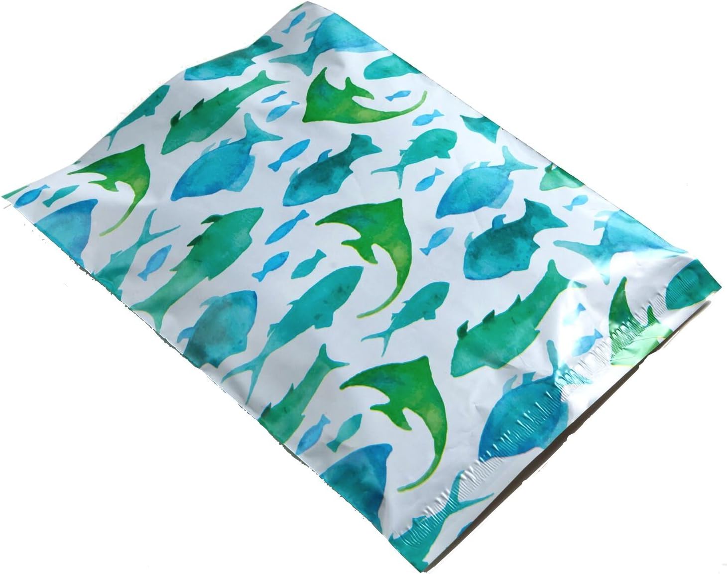 Marine Designer Fish Poly Mailers Shipping Envelopes Blue & Green Custom Bags #SmileMail (100 10x13)