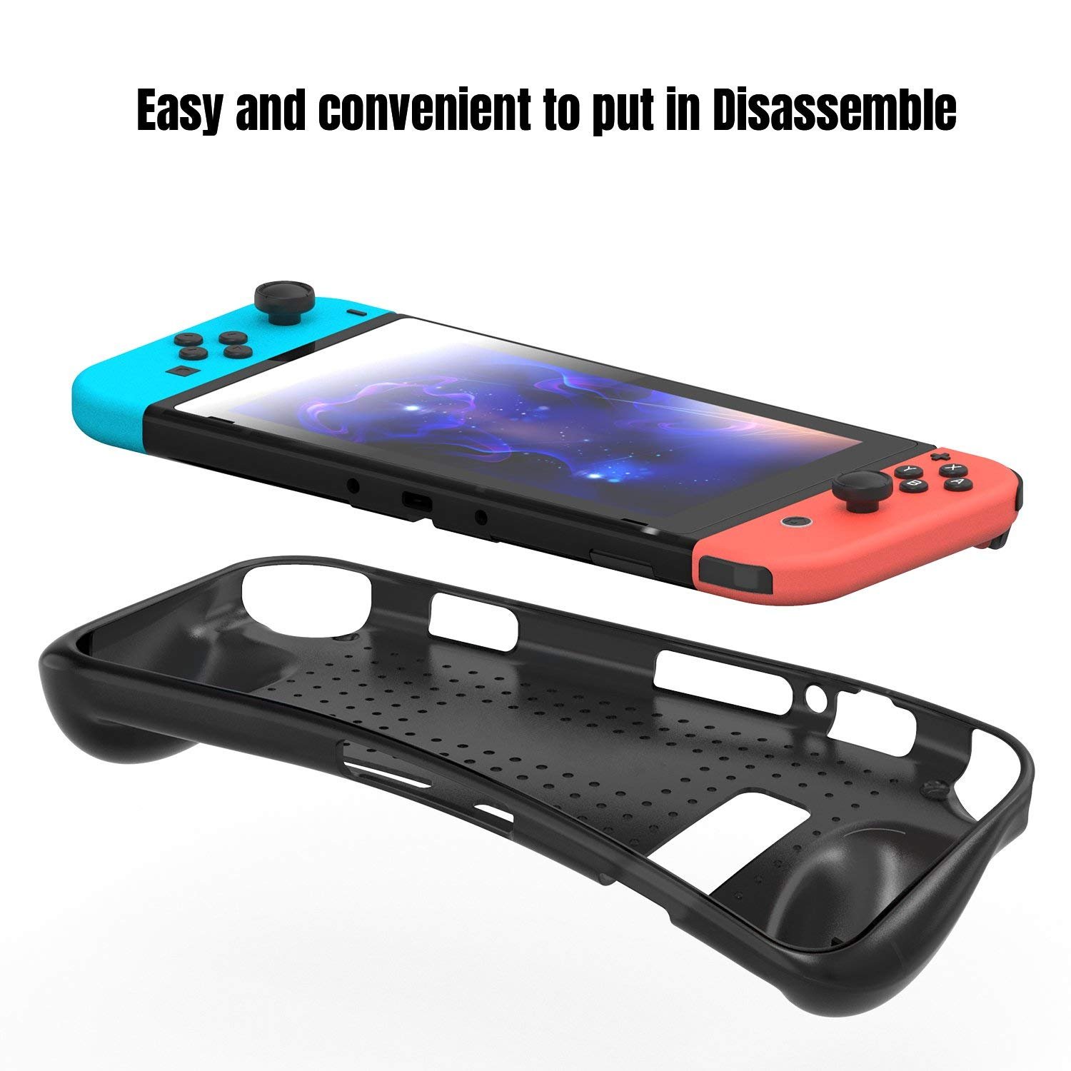 YCCSKY Soft Grip Case for Nintendo Switch, Durable Protective Back Cover with Shock-Absorption and Airflow Design for Nintendo Switch 2017 (Black)