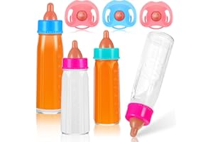 Seematn 7 Pcs Baby Doll Bottles Accessories Disappearing Doll Feeding Set Milk and Juice Bottles with Toy Pacifier Baby Alive Toy for Kids Gift Baby Reborn Accessories