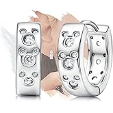 Sterling Silver Mouse Cartilage Earrings for Women Fashion Huggie Hoop Charms Earrings with CZ Hypoallergenic Jewelry Birthday Gift for Women