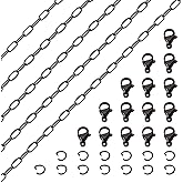 Elecrelive 16.4 Feet Stainless Steel Paperclip Chains for Jewelry Making 4.8mm Flat Oval Cable Chains Links Black Paperclip Necklace with Jump Rings Clasps for DIY Bracelet Jewelry Making