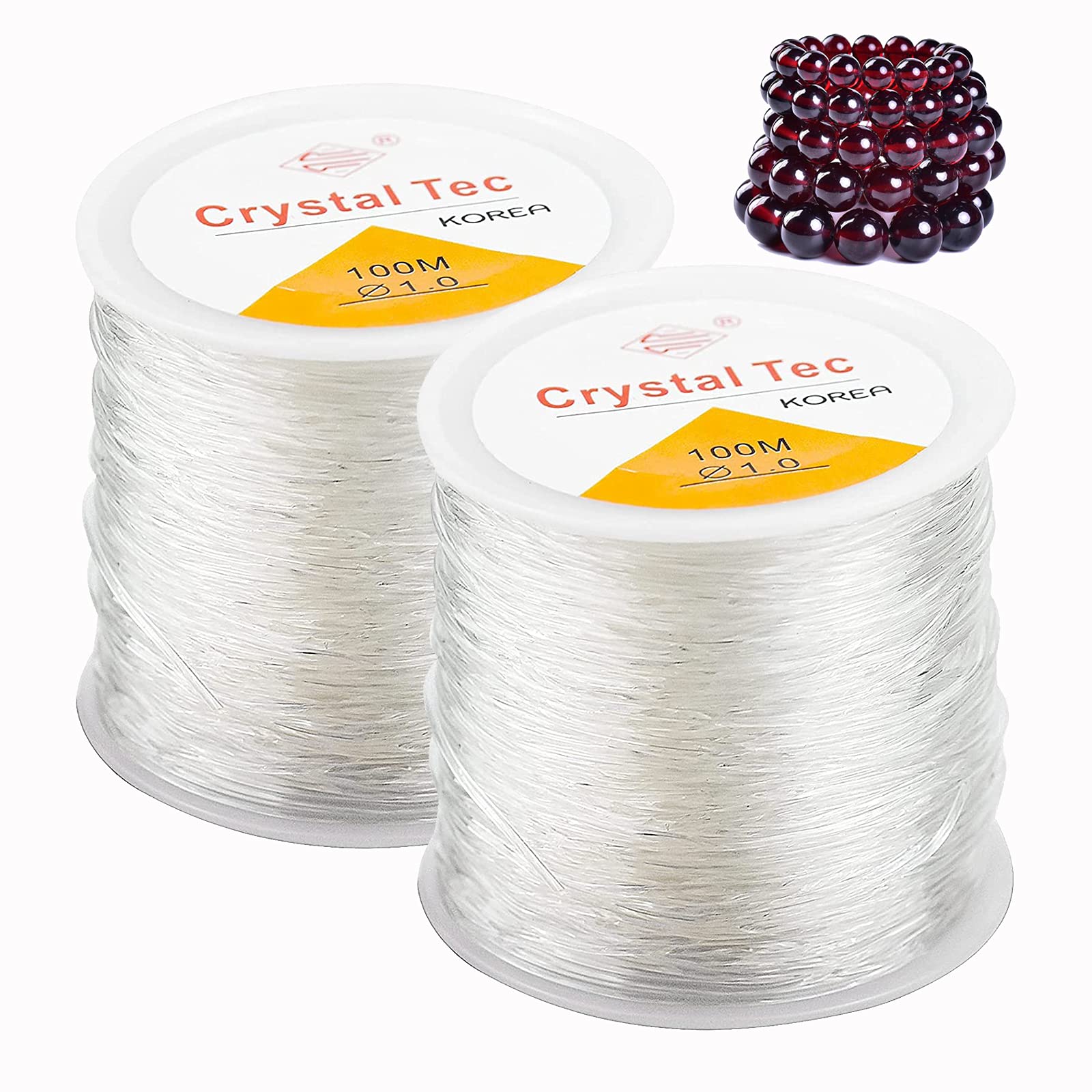 Crystal Elastic Beading Thread, 2PCS 1.0mm Elastic Bracelet String, Beading Thread for Jewellery Making, Clear Stretch Bead Cord for Hanging Christmas Ornaments, Bracelet Making (100m) — image 1