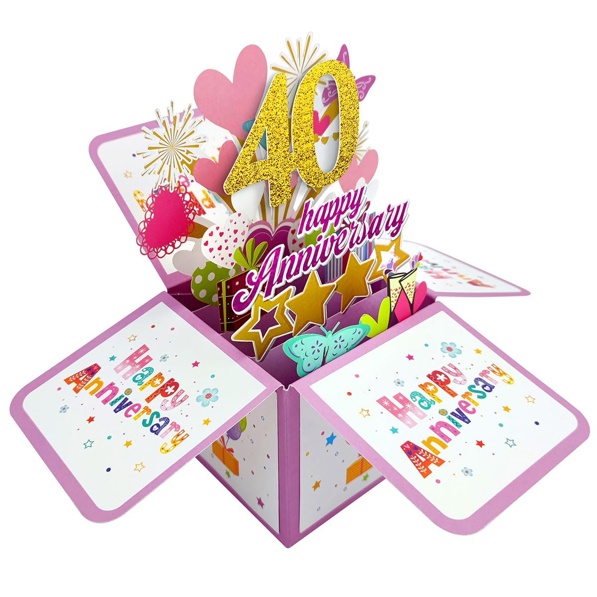 40th Wedding Anniversary Pop Up Card for Wife Happy 3D 40 Years Together Gift for Him Her Funny Greeting Card for Parents 22116