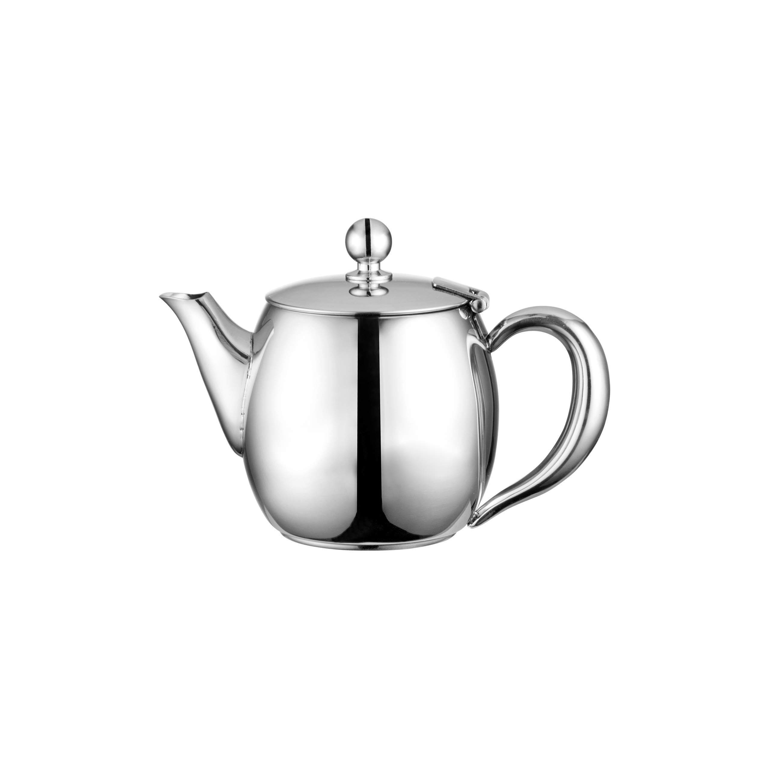 Café Olé Buxton Teapot, 15oz (430ml) 18/10 Stainless Steel Tea Pot with Stay-Cool Handles, Spill-Free Spout, Mirror Polished Finish, High Gloss Polish