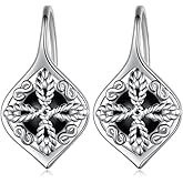 Peireara Witches Knot Earrings Celtic Nudo de Bruja Plata 925 Original Sterling Silver Obsidian Witch Knot Earrings Irish Jewelry Gifts for Women