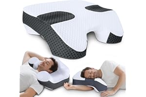SAHEYER Side Sleeper Pillow with Arm Holes, 2 in 1 Shoulder Relief System for Rotator Cuff Pain, Memory Foam Pillow for Adults with 3 Arm Place Hole - for Side, Back and Stomach, Black