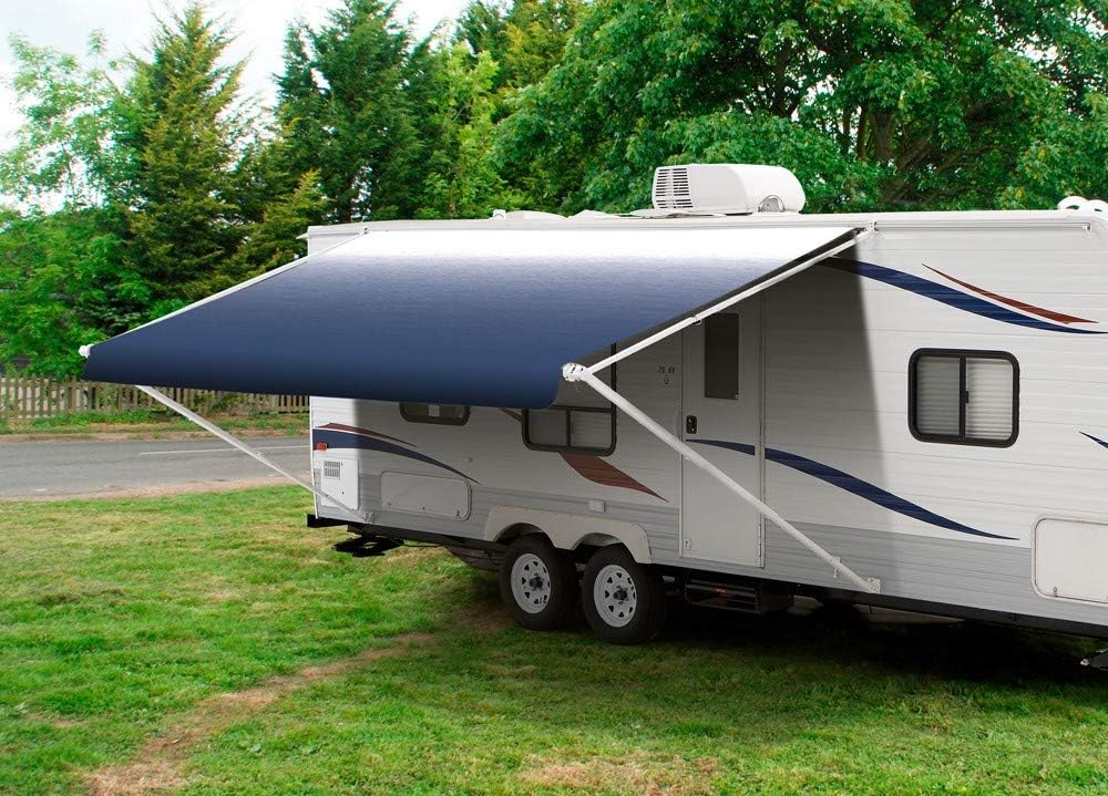 ShadePro - RV Awning Fabric Replacement - Premium Grade Weatherproof Vinyl - Universal Outdoor Canopy for Camper, Trailer, and Motorhome Awnings - Slate Blue Fade - 13' (Fabric 12' 2")