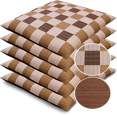Amazon Co Jp 座布団カバー 55 59 銘仙判 55 59cm 5枚セット リバーシブル モダン 和柄 和市松 ブラウン ホーム キッチン