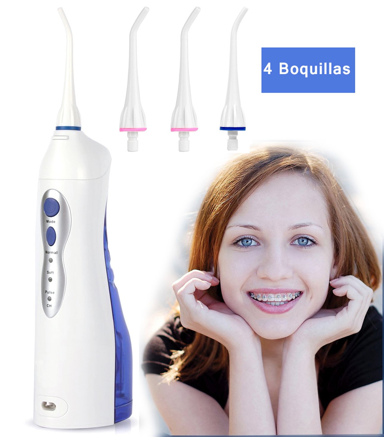 YASI V Irrigador Dental Portátil con Boquillas ML Depósito de Agua Modos