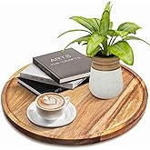 Misecrisa 11.5 Inches Round Acacia Wood Tray, Decorative Serving Tray for Home Decor, Coffee Table, Kitchen, Dining Room, Candle Tray, Appetizer Board