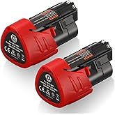 UTRBATT 2 Pack 12V 3000mAh M12 Replacement Battery for Milwaukee Lithium-ion Battery Compatible with M12 48-11-2411 48-11-2420 48-11-2401 48-11-2402 48-11-2401 12-Volt Cordless Tools